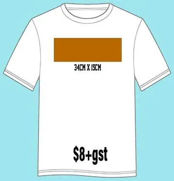 Across the chest print position on a white T-shirt
